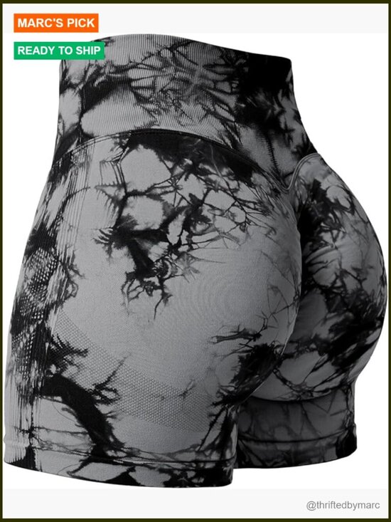 Pants - High Waisted Scrunch Biker Shorts - Seamless Contour Gym Shorts